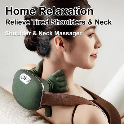MassageMate Pro™ shoulder and neck massager providing relaxation for tired muscles at home.